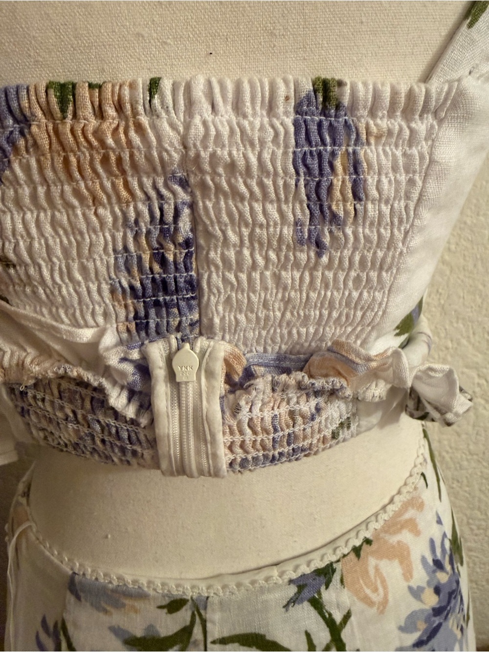 Reformation Anatolia Corset Tank & A-Line Midi Skirt linen Set white floral sz 4 - Picture 7 of 16